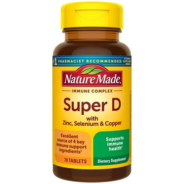 Nature Made Super D Immune Complex, Dietary Supplement for Immune Health Support, 70 Tablets, 70 Day Supply