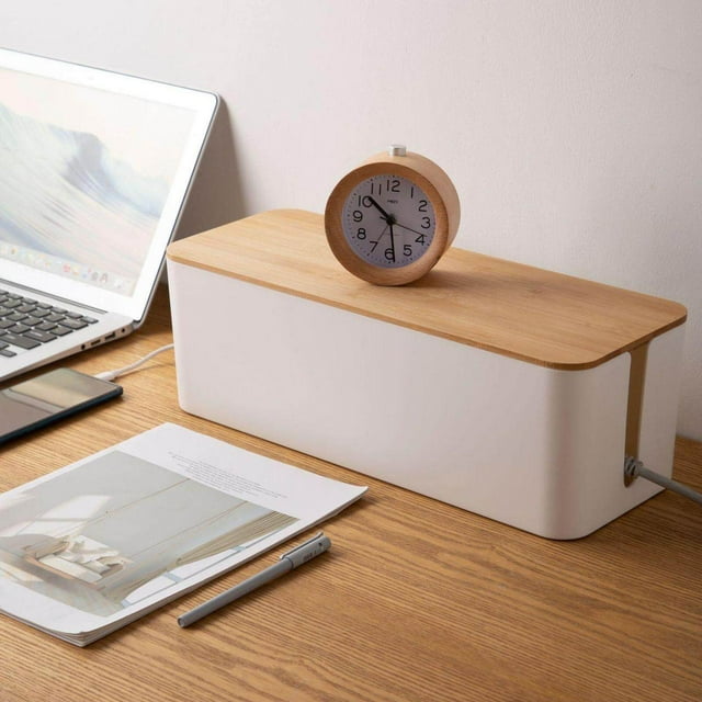 Stylish Home Office Power Strips Wire Hider Protector Cover Dustproof Box Cable Management Box White L
