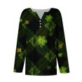 thumbnail image 4 of St.Patrick's Day T-shirt Women - Irish Lucky Clover 3/4 Sleeve Shirt, Fashion Shamrock Green Shirt, Costume for St.Patrick's Day|Style ETurquoiseL, 4 of 5
