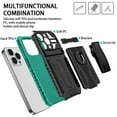 thumbnail image 4 of for iPhone 15 Case - Heavy Duty Phone Holster with Belt Clip | with Kickstand | Shockproof, Dual Layer Protective | Drop Protection Hybrid Case for iPhone 15 | Darkgreen, 4 of 10