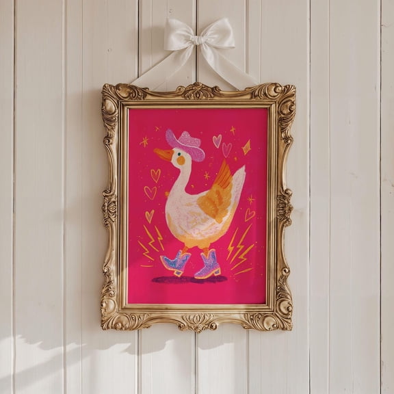 Dancing Goose Wall Art Western Cowgirl Print Barbiecore Y2K Decor Pink Goose Art Her Dorm Room Wall Print Cowgirl Wall Art Poster, Unframed Poster Size 24x36 F03.1.15l943