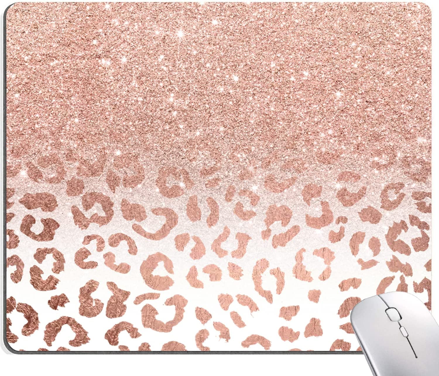 Mouse Pad, Rose Gold Mouse Pad with Cheetah Design, Cute Mouse Pads for