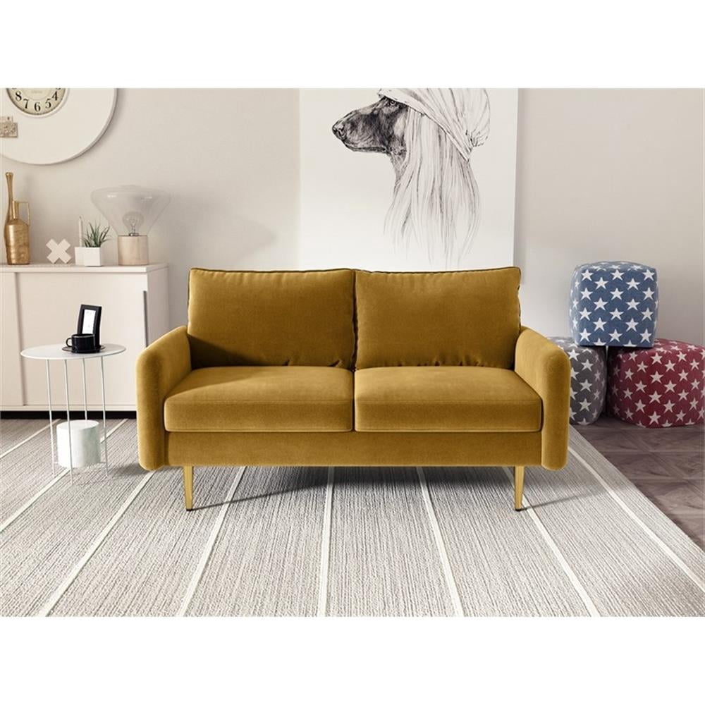 Kingway Furniture Almor Velvet Living Room Loveseat in Ginger