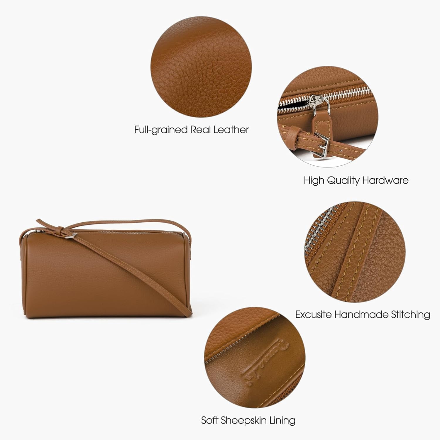 Kwuty Premium Full-Grained Leather Crossbody Purses for Women, Hobo Bags for Women Crossbody with Adjustable Strap