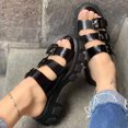 thumbnail image 3 of Abcnature Women Sandals Clearance 2023! Women's Platform Wedge Sandals with Arch Support Round Toe Thick Heeled Shoes Beach Sandals Non-Slip Causal Slippers Summer Athletic Outdoor Beach Sandals, 3 of 4