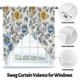 thumbnail image 3 of Blue Yellow Floral Swag Curtain Valance for Windows, Vintage Plant Window Treatments Short Swag Topper for Kitchen Windows Bathroom Bedroom, 36"x63", 3 of 8