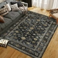 thumbnail image 2 of EcoSummer Vintage Washable Area Rug for Bedroom, Distressed Non Slip Non-Shedding Floral Soft Throw Rugs for Living Room Dining Entryway Bathroom Kitchen Foyer Bedside Playroom Nursery Black 5'x7', 2 of 6