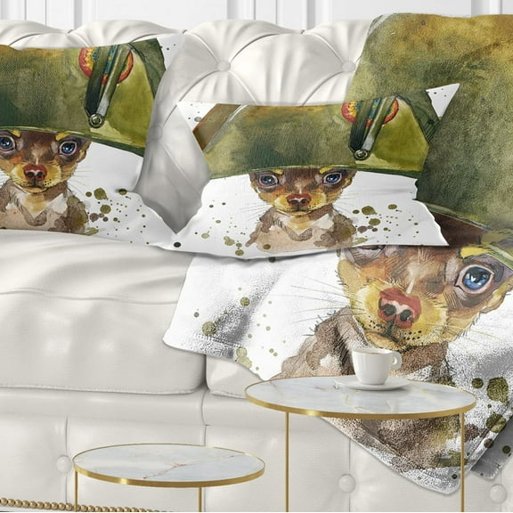 Designart Toy Terrier Dog Graphics Art - Animal Throw Pillow - 12x20