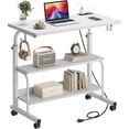 thumbnail image 1 of Bureau Debout Mobile Réglable en Pouces avec Station de Recharge, Petit Bureau d'Ordinateur Roulant, Bureau Portable pour Portable avec Étagères de Rangement et Roulettes pour Bureau à Domicile (Vintage), 1 of 6