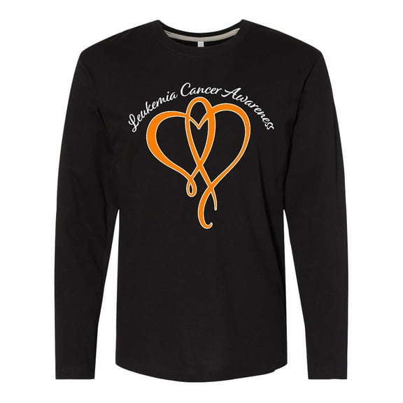 Inktastic Leukemia Awareness with Orange Ribbon Heart Long Sleeve T-Shirt