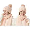 thumbnail image 3 of Betivan Women's Winter Knit Hat Scarf Set, Thickened Warm Ear Protection Attached Scarf, Cozy Two-in-One Headwear for Cold Weather, Outdoor, 3 of 4