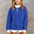 thumbnail image 2 of SGMVNU Girls' Zip Neck Hoodie for Little Girls – Cozy Kids' Casual Sweatshirt with Stand Up Collar Lightweight Winter Layer Blue 9-10 Years, 2 of 8