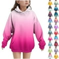 thumbnail image 5 of Fmbrln Girls Gradient Print Fleece Hoodies Long Sleeve Crew Neck Hooded Sweatshirts with Pockets Fall Winter Fashion Warm Clothes for Kids 4-13Y, 5 of 5