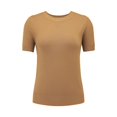 thumbnail image 4 of Knit Sweater for Women, Yigetop Women Fall Sweaters Loose Fit Short Sleeve Lightweight Tunic Tops 2025 Dressy Casual Business Blouses Womens Short Sleeve Sweater Gold L, 4 of 9