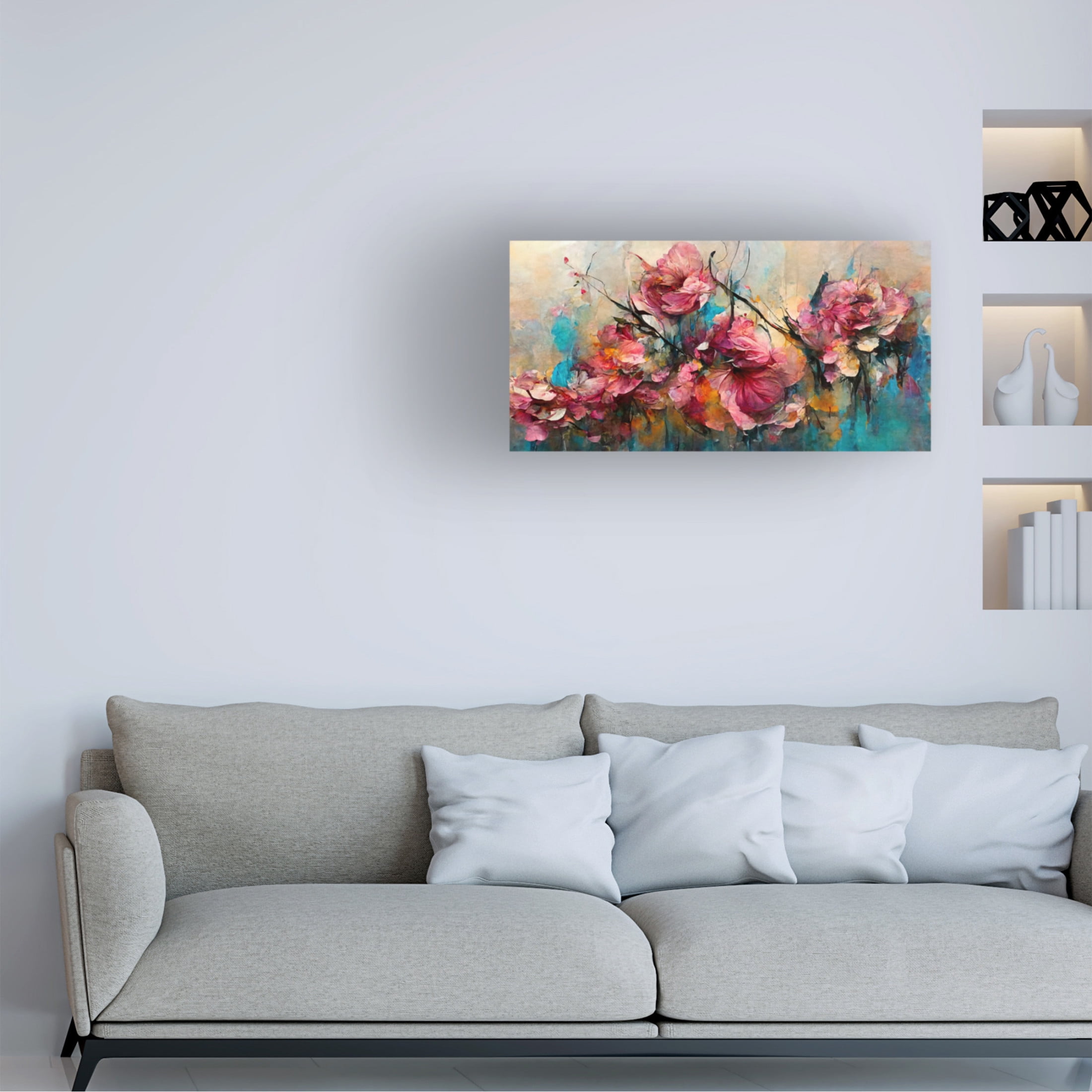 Canvas Wall Art - Treechild 'Wild Rough Roses' Wall Art for Living Room, Bedroom, or Office D?cor by Trademark Fine Art - 32 x 16 Inches