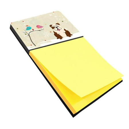 White Christmas Melody Notes Christmas Presents Between Friends English Bulldog Brindle White Sticky Note Holder ()