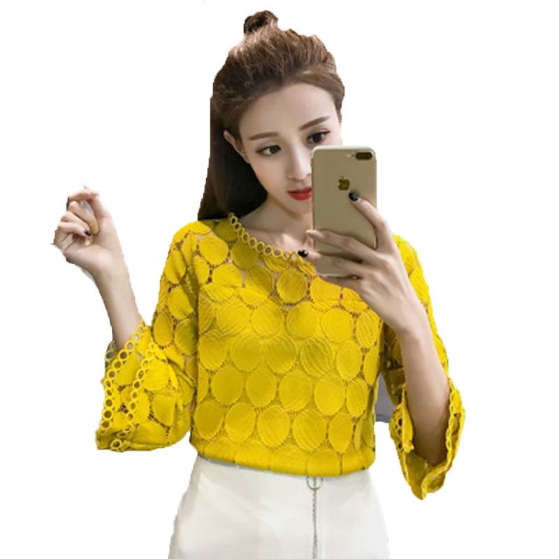 yellow and white blouse womens