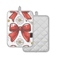 thumbnail image 2 of Pot Holders Set of 2 Heat Resistant 338℉ Kitchen Oven Gloves Potholder Cooking Baking Microwave Mitts Red Cherry Bow Flower, 2 of 7