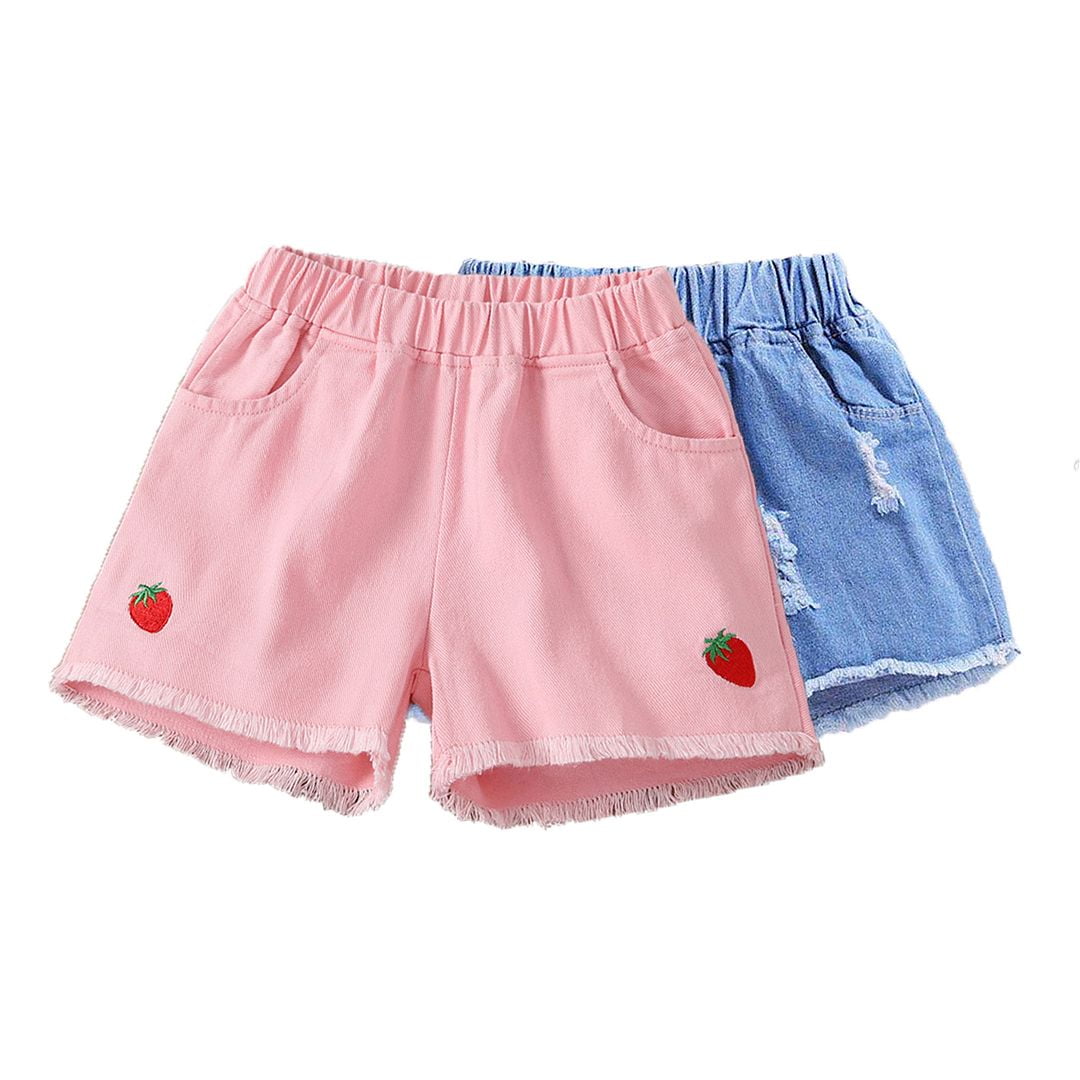 Hiheart 4-12Years Girls Summer Jeans Denim Shorts Elastic High Waisted ...