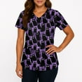 thumbnail image 3 of HaHaHappy Women Scrubs Halloween Plus Size V Neck Spooky Black Cat Printed Horror Scrub Shirts Funny Short Sleeve Scrub Tops Nurse Workwear Medical Nursing Uniform with Pockets Black M, 3 of 4