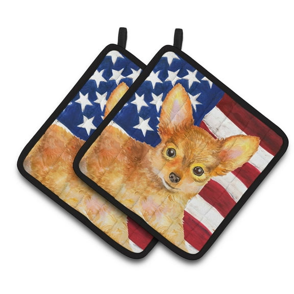 Caroline's Treasures Toy Terrier Patriotic Pair of Pot Holders