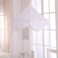 Pom Pom Collapsible Hoop Sheer Bed Canopy