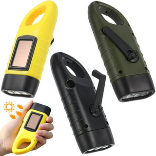 GeeRic 2-Pack Hand Crank Solar Powered Flashlight, Emergency Rechargeable LED Flashlight, Survival Flashlight, Quick Snap Carabiner Dynamo Flashlight