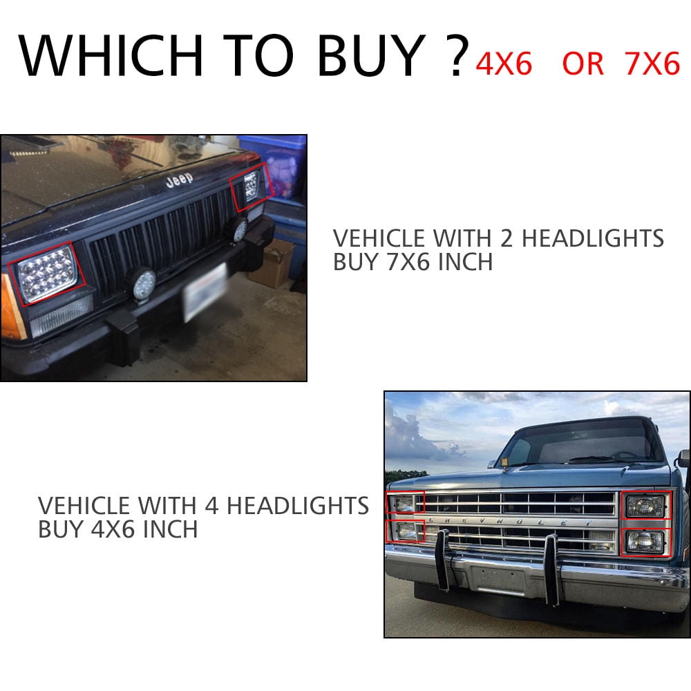Pair LED Headlights Hi/Low Beam For Chevrolet Kodiak C4500 C5500 vehicles truck 
