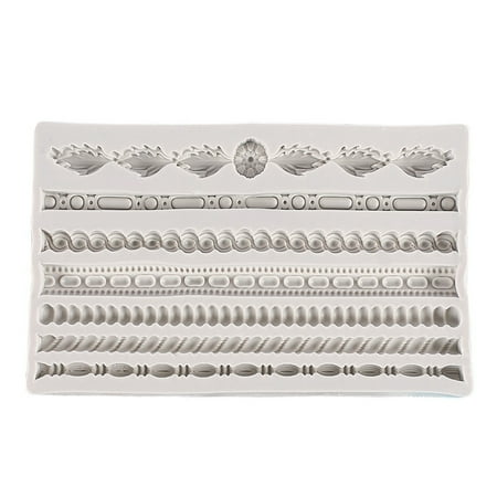 

3D Rope Strip Cake Lace Silicone Fondant Mold Pearl Fried Dough Twist Mould for Cake Border Decoration Gray
