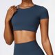 thumbnail image 3 of Vestido deportivo de manga corta con cuello redondo para mujer, camiseta de Yoga con sensación desnuda para correr, Fitness, entrenamiento en gimnasio, Top realzador, Camiseta deportiva ajustada, 3 of 5