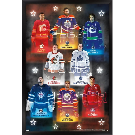 NHL League - Superstars 2024 Wall Poster, 14.725" x 22.375" Framed