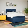 Box spring bed with mattress blue 140x190 cm fabric
