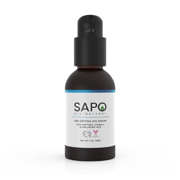 Sapo All Natural Eye Serum with Organic Peptides, Hyaluronic Acid, Chamomile, Vitamin C - Hydrating & Firming - 1 oz