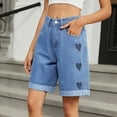 thumbnail image 4 of DeHolifer Women's Denim Shorts Elastic Waisted Wide Leg Summer Trendy Button Water-Washed Denim Pants with Pocket Blue S, 4 of 8