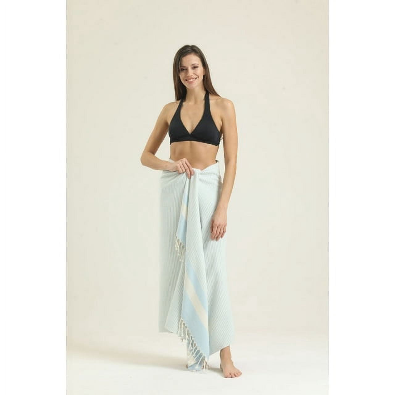 Quick-Dry Oversized Beach Towel 100% Cotton, Sand-Free, Lightweight, 71x36in M.O.S (Powder Blue)