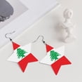 thumbnail image 5 of Leather Earrings Dangle For Women Lebanese Flag Trendy Star Earrings Lightweight Fashion, 5 of 6
