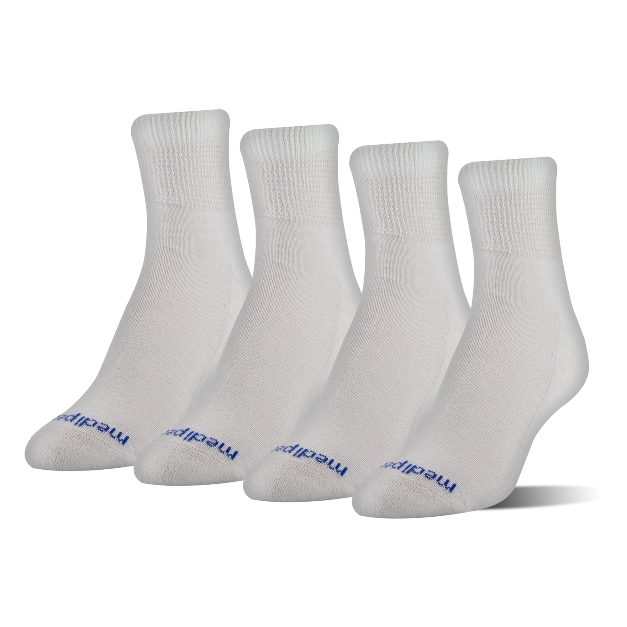 MediPeds Diabetic CoolMax Quarter Casual Socks, Large, 4 Pack