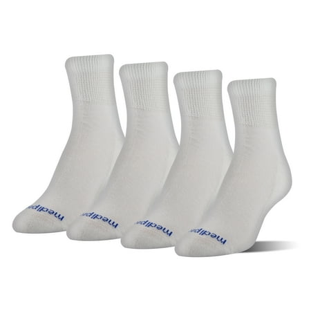 MediPeds Diabetic CoolMax Quarter Casual Socks, Large, 4 Pack