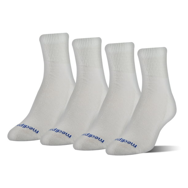 MediPeds Diabetic CoolMax Quarter Socks, Large, 4 Pack - Walmart.com ...