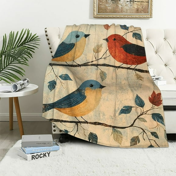 Patifu Birds Flannel Blanket, Bird Gifts, Birds-Themed Blanket for Women, Soft Lightweight Throw Blankets for Bed Home Travel Decor  40x50in
