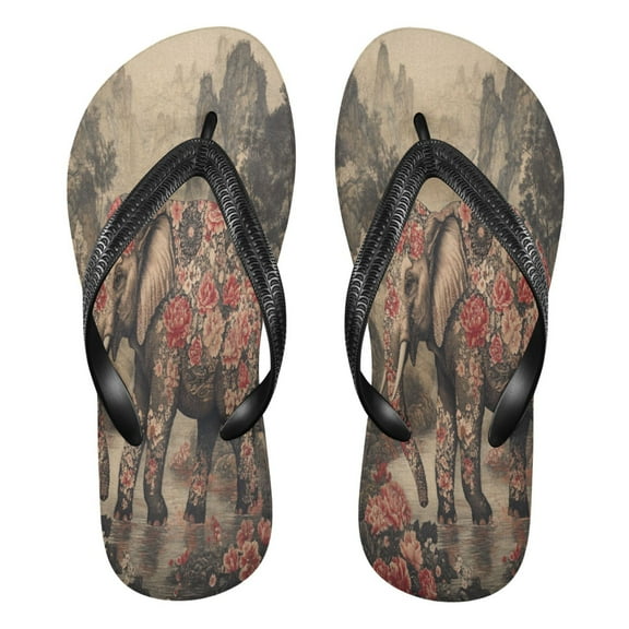 YAZAOOSummer Flip Flops Creatively The Enchanted Elephant Simple Beach Sandals