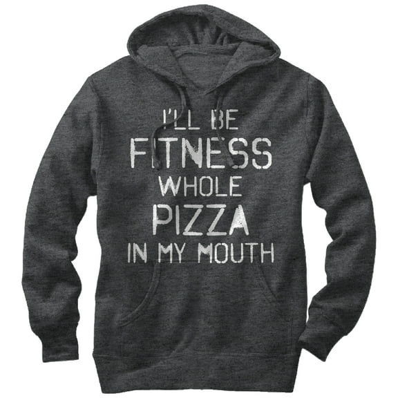 Women's CHIN UP Fitness Pizza in Mouth  Pull Over Hoodie Charcoal Heather Large