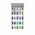 thumbnail image 2 of Ambesonne Colorful Fitted Sheet & Pillow Sham Set, Oval Diamonds Emerald, Full, Multicolor, 2 of 3