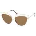 thumbnail image 2 of sunglassLA Female Women's Open Metal Frame Slim Temple Oversize Cat Eye Sunglasses 58mm (Gold / Brown) - 58mm, 2 of 4