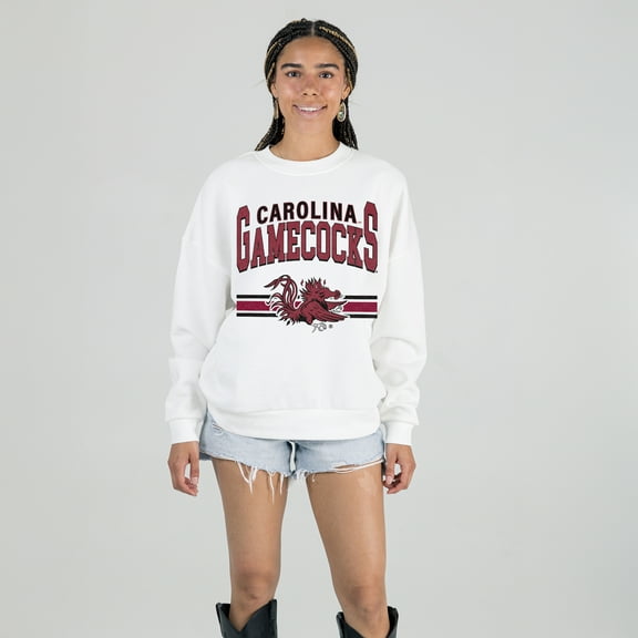 Women's Gameday Couture White South Carolina Gamecocks Oversized Premium Fleece Sweatshirt