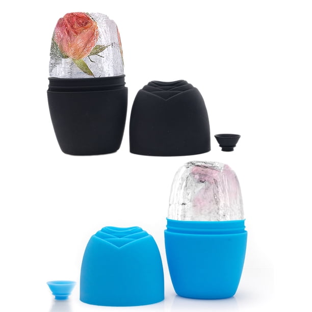 Paquete de 2 rodillos de hielo faciales, rodillo de hielo de silicona de grado alimenticio para tonificar la piel, rodillo de hielo reutilizable para aliviar la hinchazón de la cara y los