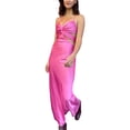thumbnail image 1 of VISgogo Vestido de cuello halter para mujer, plisado en el pecho, sin espalda, color sólido, sin mangas, con recorte en la cintura VISgogo moda, 1 of 7