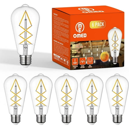 OMED Fishbone Filament LED Edison Bulbs, 60 Watt Equivalent ST64 E26 Dimmable Vintage Light Bulbs, 600Lumen 4000K Daylight White Spiral Old Fashioned Light Bulbs for Dining Room and Island Kitchen