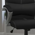 thumbnail image 4 of BizChair High Back Black LeatherSoft Executive Swivel Office Chair with Curved Headrest and White Line Stitching, 4 of 7