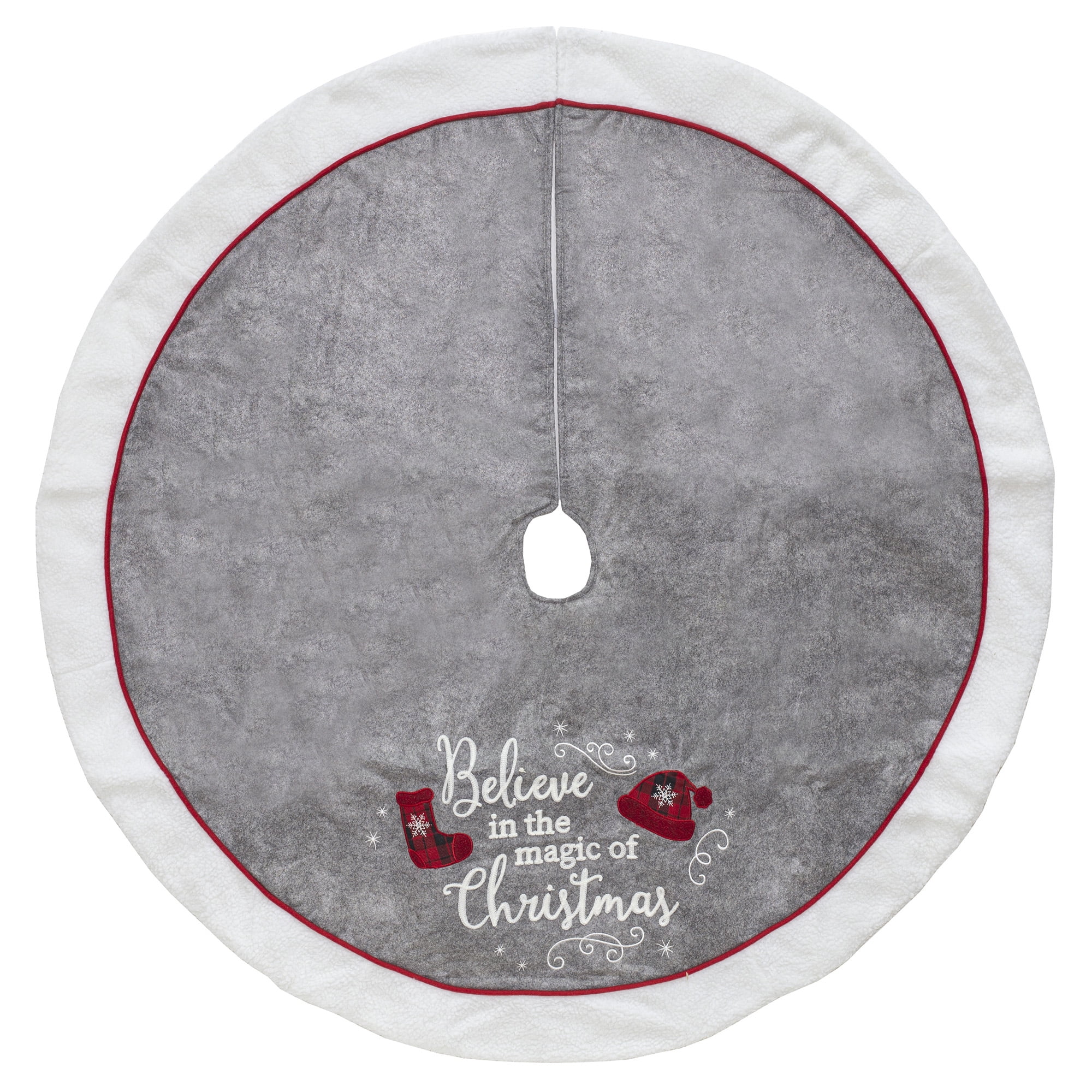 Holiday Time Mottled Felt Gray Christmas Tree Skirt, 48"